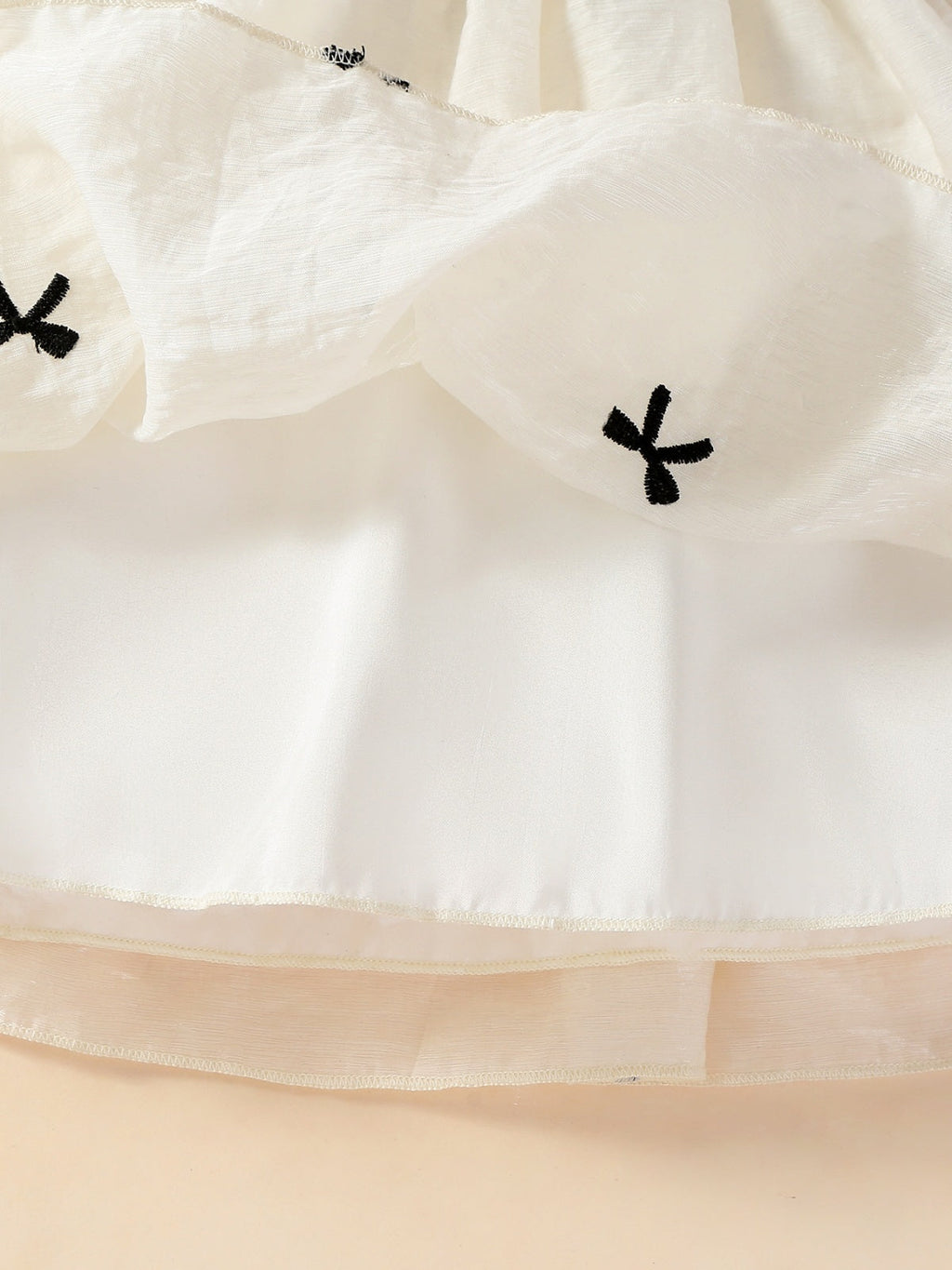 Baby Girls Summer Embroidered Bow White Puff Sleeves Dress